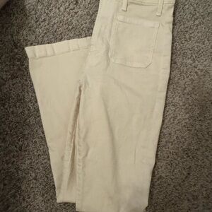 MOTHER Straight Leg Jeans in Soft Cream